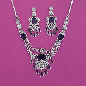Handmade Jewellery Wholesalers in India American Diamond Classic Necklace With Rhodium Plating 444026 - Product Image 4