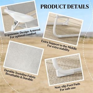 Sedia a Sdraio Pieghevole Grigio Chiaro per Esterni, Cortile e Prendisole - Product Image 2