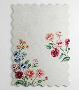 Tapis en laine à franges florales tuftées à la main |   Tapis artisanal de créateur 100% laine |   Tapis de sol floral de forme personnalisée - Product Image 1