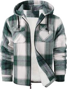Plaid Hooded <b>Flannel</b> <b>Jacket</b> With Fleece Lining Windproof Casual Winter Coat Regular Fit Long Sleeve - Product Image 4