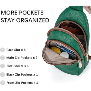 Leather Waterproof Crossbody Bag Zipper Convertible Detachable <b>Chain</b> Strap Shoulder Handbag for Camping Shooting Day Night - Product Image 3