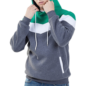 Sudadera con Capucha para Hombre, Diseño Color Block, Gris, Verde y Blanco, Informal, Tejida, Corte Regular, para Otoño - Product Image 1