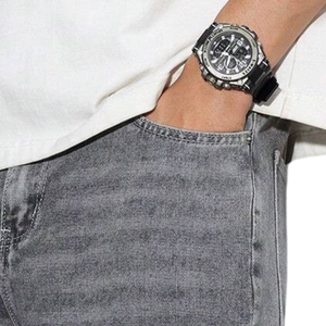 <b>Mens</b> Solid Grey Washed Breathable Loose Fit Wide Leg Denim <b>Jeans</b> with Panel Stitch Design for Spring Casual Comfort - Product Image 4