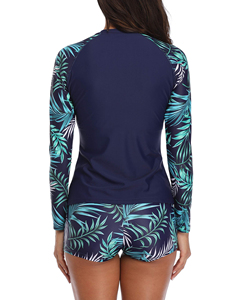 Maillot de bain à manches longues pour femmes, protection solaire UV, rashguard, deux pièces, imprimé, pour le surf, prix bas, vente en gros - Product Image 3