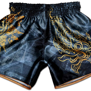 Muay Thai short premium quality satin fabric custom design breathable lightweight gym training short <b>elastic</b> waistband men women - Product Image 1
