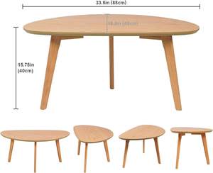 Modern Oval <b>Coffee</b> <b>Table</b> for Living Room Large Mango Wood Top Center <b>Table</b> for <b>Small</b> Spaces Natural Wooden <b>Coffee</b> <b>Table</b> - Product Image 2