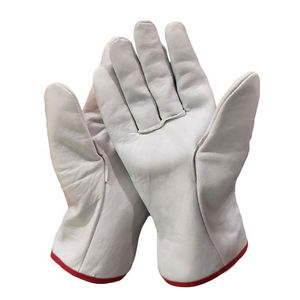 Beige <b>Leather</b> <b>Wrist</b>-Length Full Finger Touchscreen Winter Driving Mitts Soft Grain Palm Split <b>Cuff</b> Cashmere Lining Women Outdoor - Product Image 4