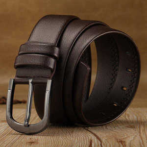 Durable Genuine Leather Belt with Steel Buckle-Casual Handmade <b>Accessory</b> for Men's Trousers - Product Image 2