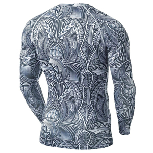 <b>Men's</b> Long Sleeve Rash Guard Printed Compression Shirt Quick Dry <b>Swim</b> <b>Top</b> - Product Image 2