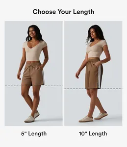 Women's Mid Waist Nonwoven <b>Shorts</b> Drawstring Pockets Solid Color Casual Style Breathable Eco-Friendly Waterproof Polyester - Product Image 6