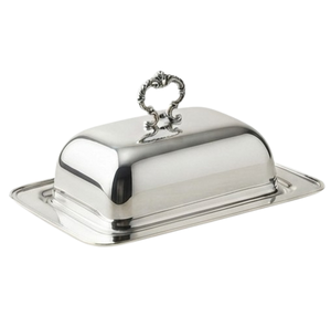 Plat à beurre rectangulaire en acier inoxydable avec couvercle, design classique poli, vaisselle de cuisine - Product Image 2
