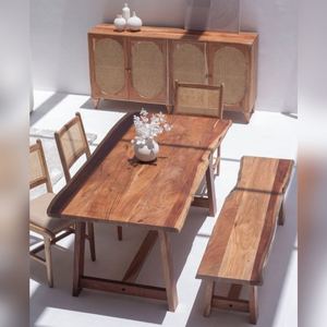 โต๊ะอาหารไม้สักสีเข้มรุ่นวานดานา ออเรโอ วิสต้า ดีไซน์ร่วมสมัย ทำมืออย่างประณีต - Product Image 1