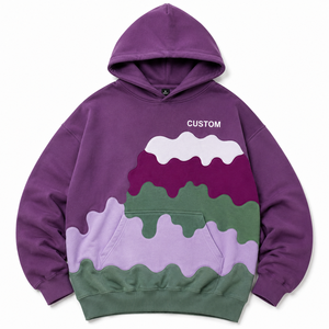 Sweat-shirts à capuche Drip Panel très demandés, en molleton de coton personnalisé, à épaules tombantes, style streetwear, avec design appliqué tendance, ODM, marque privée - Product Image 2