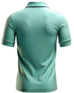 Polo pour homme vert menthe à manches courtes en coton doux et respirant, design uni élégant, adapté pour les occasions décontractées et le bureau - Product Image 4