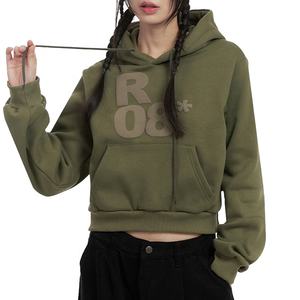 Sweat-shirt à capuche imprimé court pour femmes, style streetwear Y2K, mode d'hiver, logo personnalisé, vente en gros, prix bas, sweat-shirt décontracté court - Product Image 4