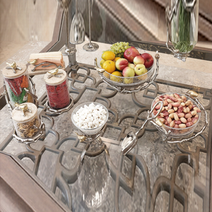 Diseño de forma de pájaro volador, cuenco chapado en oro, soporte de aluminio, Material de vidrio, utensilios de cocina, mesa de comedor, Juego de 3 cuencos - Product Image 1