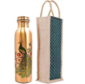 Botella de Agua de Cobre con Diseño Floral Impreso en Esmalte, Termo Aislado y Resistente al Calor para Accesorios de Bar, Botella de 28 oz - Product Image 3