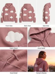 Womens <b>Lightweight</b> <b>Hoodie</b> Hooded Sweatshirt Cotton Blend Kangaroo Pocket Comfortable Casual Long Sleeve Everyday Wear - Product Image 4
