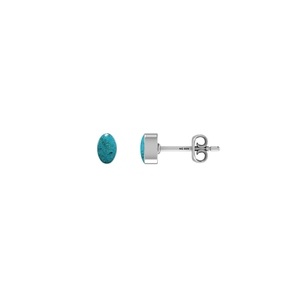 925 <b>Silver</b> Turquoise Natural Pear Oval Shape Butterfly Lock <b>Stud</b> <b>Earrings</b> Classic Style Bezel Setting Wedding Party Pack 4 Pairs - Product Image 2