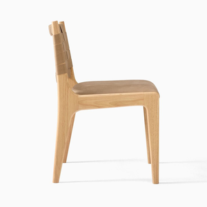Modern Solid Wood Dining <b>Chair</b> with Woven Webbing Backrest and <b>Padded</b> Seat - Product Image 3