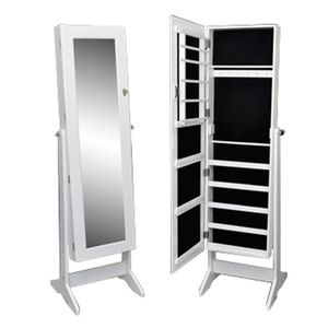 <b>Free</b> <b>Standing</b> <b>White</b> <b>Mirror</b> Jewelry Cabinet Elegant Organizer - Product Image 2