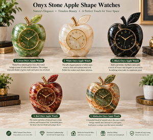 Reloj de Mesa de Ónix Hecho a Mano, Adorno de Escritorio de Piedra Natural de Mármol para Decoración de Hogar u Oficina, Regalo - Product Image 1