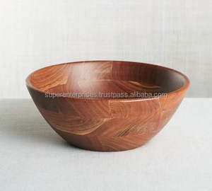 Elegante tazón de madera hecho a mano para mesa de comedor, para servir ensaladas y frutas, artesanía sostenible. - Product Image 2