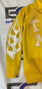 Sudadera con capucha para hombre de streetwear al por mayor, con apliques, bordado desgastado, efecto descolorido por el sol, con cremallera, serigrafía y contorno de pedrería - Product Image 6