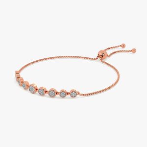 Bracelet tennis à maillons ronds sertis de diamants de laboratoire en or rose - Product Image 5