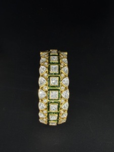 Ensemble de bracelets en moissanite taillée |   Émail Meenakari vert |   Argent 925 plaqué or |   Bijoux de mariée indiens en gros - Product Image 1