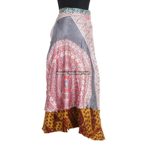 Últimos Diseños de Faldas Personalizadas, Trajes de Falda a la Moda para Mujer, Faldas Largas Cruzadas de Estilo Vintage, Faldas Cruzadas de Seda Indias - Product Image 1