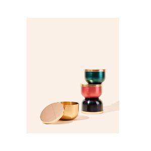 Pot à bougie en métal pour décoration intérieure, avec couvercle, finition mate. - Product Image 1