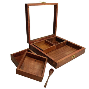 Wood Spice Box With Stainless Steel Lid Household Seasoning <b>Storage</b> Spice Box Dust Resistant Spice Organizer Round Wooden Jar - Product Image 5