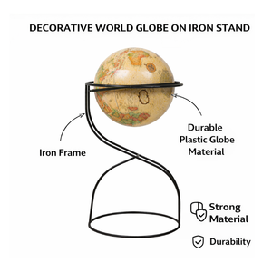 Premium Iron Desk Globe with Plastic Globe | Decorative World <b>Map</b> Globe for Office Table, Study Desk, Education & Home Decor - Product Image 2