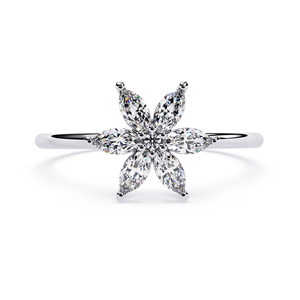 Anillo de Oro Sólido de 14K con Diamantes Cultivados en Laboratorio, Corte Marquise y Corte Redondo, Diseño de Estrella, para Regalo, Fiesta y Aniversario - Product Image 6