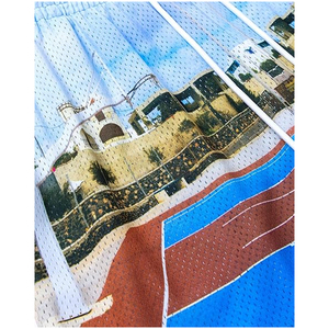 กางเกงขาสั้นออกกำลังกายลายพราง OEM สำหรับผู้ชาย ผ้าฝ้ายเนื้อหนา รับสกรีนโลโก้แบบ Sublimation กางเกงวิ่งฟิตเนสแบบมีเชือกผูก ขายส่ง - Product Image 3