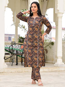 Salwar Kameez en coton à imprimé floral noir pour femmes, vêtements ethniques, tenue de fête d'été, vente en gros en Inde - Product Image 6