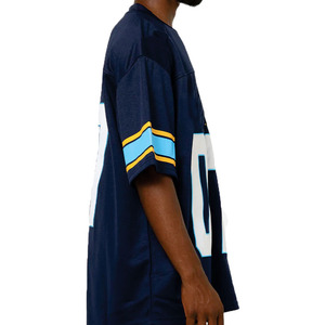 Maillot de football américain respirant en maille, surdimensionné, en polyester, pour entraînement d'équipe, noir et bleu, T-shirt unisexe, streetwear, vente en gros - Product Image 6