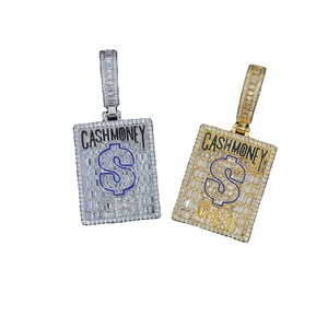 Collar con Colgante de Dinero de Moissanita Único, Chapado en Oro, Estilo Hip Hop, Joyería Personalizada de Plata de Ley con Moissanita, Estilo Rapero - Product Image 1