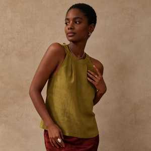 Women <b>Sleeveless</b> <b>Linen</b> Tank <b>Top</b> Casual Loose Fit Summer Blouse Minimalist <b>Linen</b> <b>Top</b> - Product Image 5