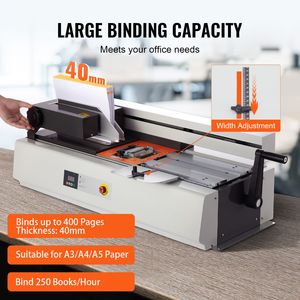 Máquina de Encuadernación Térmica A3 con Capacidad para 400 Hojas, Encuadernadora de Libros con Pegamento Caliente, Grosor de Encuadernación de 40 mm, Borde Corto - Product Image 4