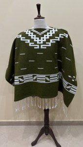 Poncho de Lana Verde Estilo Occidental con Patrón Vintage, Chal Cálido de Invierno Unisex, Capa Hecha a Mano, Venta al Por Mayor - Product Image 4