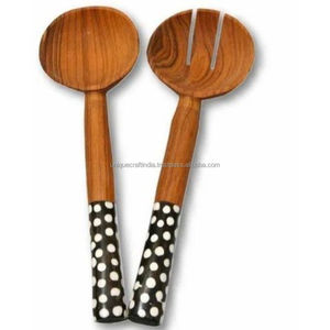 BloomEdge Artistic Enamel <b>Wooden</b> Utensils | Serving <b>Spoon</b> <b>Set</b> with Handcrafted Painted Handles & Natural Mango Wood Finish - Product Image 6