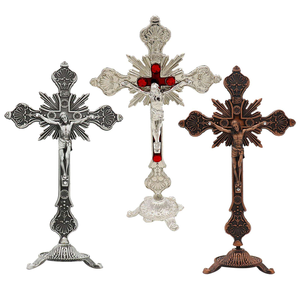 Crucifix antique en étain de 10 pouces, en aluminium poli, technique de moulage, pour décoration intérieure et usage en chapelle - Product Image 6