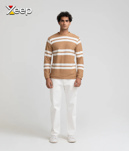 XEEP – Nouveau T-shirt personnalisé à manches longues pour homme, en jersey uni polyester/coton, tricoté, brodé, avec fermeture éclair frontale, détection par aiguille, 180 grammes, en stock - Product Image 2
