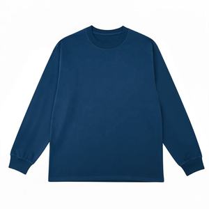 เสื้อสเวตเชิ้ตคอกลมแขนยาวผู้ชาย สีน้ำเงินล้วน ผ้าถัก สวมใส่สบาย ทรงปกติ พิมพ์ลายตามสั่ง คุณภาพสูง - Product Image 1