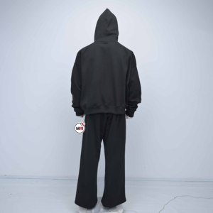 Sudadera con Capucha Negra para Hombre de Calidad Premium, Oversize, de Algodón French Terry, Informal, para Otoño, con Bolsillo Frontal y Logotipo, Precio al por Mayor - Product Image 6