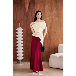 Jupe longue sirène taille haute pour femme FREYA, unie, longueur genou, en Spandex/Polyester, antistatique, décontractée - Product Image 1