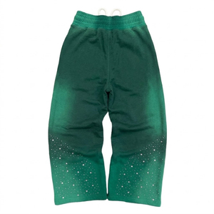 Green Gradient Women's Pants With Sequined Dot Print Drawstring Waist Loose Fit Knee Length Casual Wear Triveers Pants For Women - Product Image 5