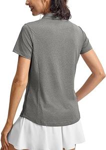 Tops décontractés pour femmes, respirants, à séchage rapide, à manches courtes, col classique, mélange polyester/coton, logo de marque personnalisé - Product Image 2